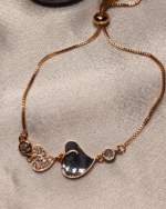 Rose Gold Pave and Enamel Heart Bracelet, Tarnish Free Adjustable Slider Bracelet