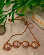 Gold Plated Pave Multiple Heart Bracelet, Tarnish Free Adjustable Bolo Slider