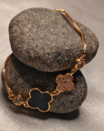Rose Gold Pave and Enamel Clover Bracelet, Tarnish Free Adjustable Slider Bracelet