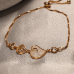 Rose Gold Pave Mother of Pearl Heart Bracelet, Tarnish Free Adjustable Slider Bracelet