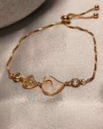 Rose Gold Pave Mother of Pearl Heart Bracelet, Tarnish Free Adjustable Slider Bracelet