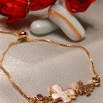 Rose Gold Pink Shell Butterfly Bracelet, Tarnish Free Adjustable Slider Bracelet