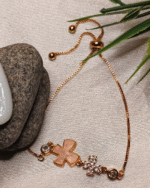 Rose Gold Pink Shell Butterfly Bracelet, Tarnish Free Adjustable Slider Bracelet