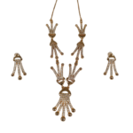Gold Plated Tassel CZ Necklace Set, Long Statement Pave Dangle Chain