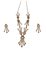 Gold Plated Tassel CZ Necklace Set, Long Statement Pave Dangle Chain