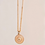 Traditional Gold Plated Round Locket, Tarnish Free Filigree Disc Chain India