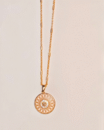 Traditional Gold Plated Round Locket, Tarnish Free Filigree Disc Chain India