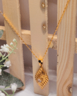 Everyday Wear Textured Gold Chain, CZ Diamond Long Pendent Gifting, Heirloom Style Daily Wear Necklace