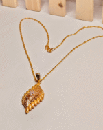 Everyday Wear Textured Gold Chain, CZ Diamond Long Pendent Gifting, Heirloom Style Daily Wear Necklace
