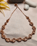 Adjustable Bolo Nacklace Earring Combo, CZ Stone Interlinked Loop Jewelry Set, Everyday Wear Rose Gold Gifting