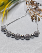Everyday Wear Slider Chain Bracelet, CZ Stone Ball Charm Bracelet Gifting, Modern Silver Chain Bracelet for Women