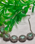 Everyday Wear Slider Chain Bracelet India, CZ Stone Link Bracelet Gifting, Oval Stone Cluster Silver Bracelet