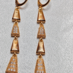 Gold Plated Long Bell Dangle Earrings, Tarnish Free Geometric Drop Earrings India