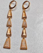 Gold Plated Long Bell Dangle Earrings, Tarnish Free Geometric Drop Earrings India