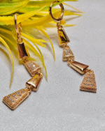 Everyday Wear Secure Huggie Earrings, Traditional CZ Jhumki Style Long Earring, Textured Pave Gold Dangle Gifting