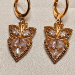 Gold Plated CZ Butterfly Drop Earrings, Tarnish Free Dangle Hoop Earrings India