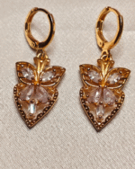 Gold Plated CZ Butterfly Drop Earrings, Tarnish Free Dangle Hoop Earrings India