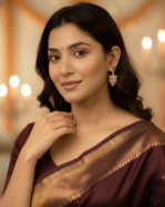 model wearing Everyday Wear Secure Huggie Earrings, Clear Stone Heart & Wing Design, Anniversary Gifting CZ Marquise Cut