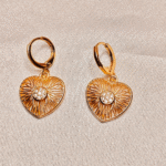 Gold Plated Filigree Heart Drop Earrings, Tarnish Free Statement Heart Dangles