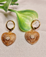 Gold Plated Filigree Heart Drop Earrings, Tarnish Free Statement Heart Dangles