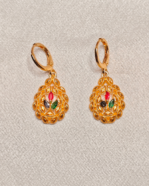 Gold Plated Multi Stone Festive Drop Earrings, Tarnish Free Traditional Jhumka Style Dangler
