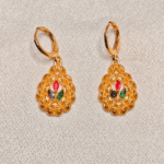 Gold Plated Multi Stone Festive Drop Earrings, Tarnish Free Traditional Jhumka Style Dangler