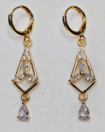 Gold Plated Geometric Triangle Drop Earrings, Tarnish Free Marquise CZ Dangler India