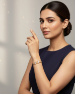 Elara adjustable rose gold bracelet with three oval american diamonds