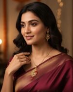 Mayura gold-plated festive pendant set with red teardrop stones