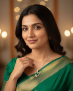Esmeralda green stone necklace with an emerald heart pendant