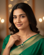 Esmeralda green stone necklace with an emerald heart pendant