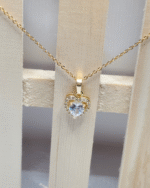 Close up of the Aria American Diamond heart necklace